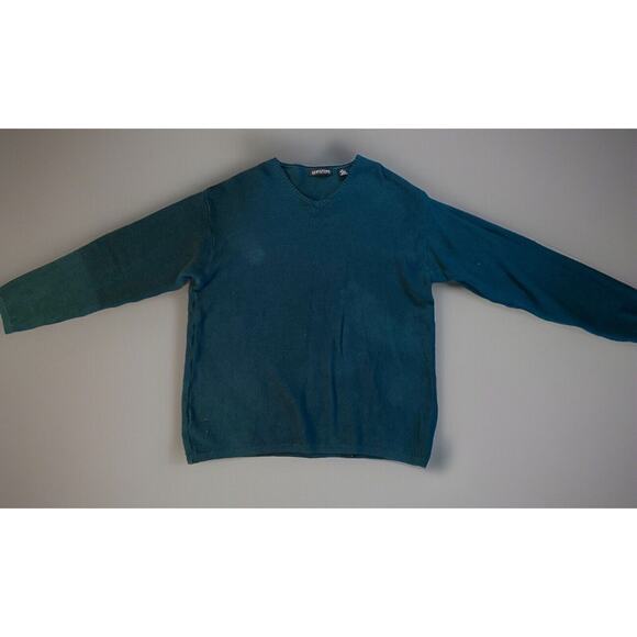 Vintage Structure Sweater Mens XL Blue Green Ramie/Cotton Oversized Relaxed Boxy - Picture 2 of 8